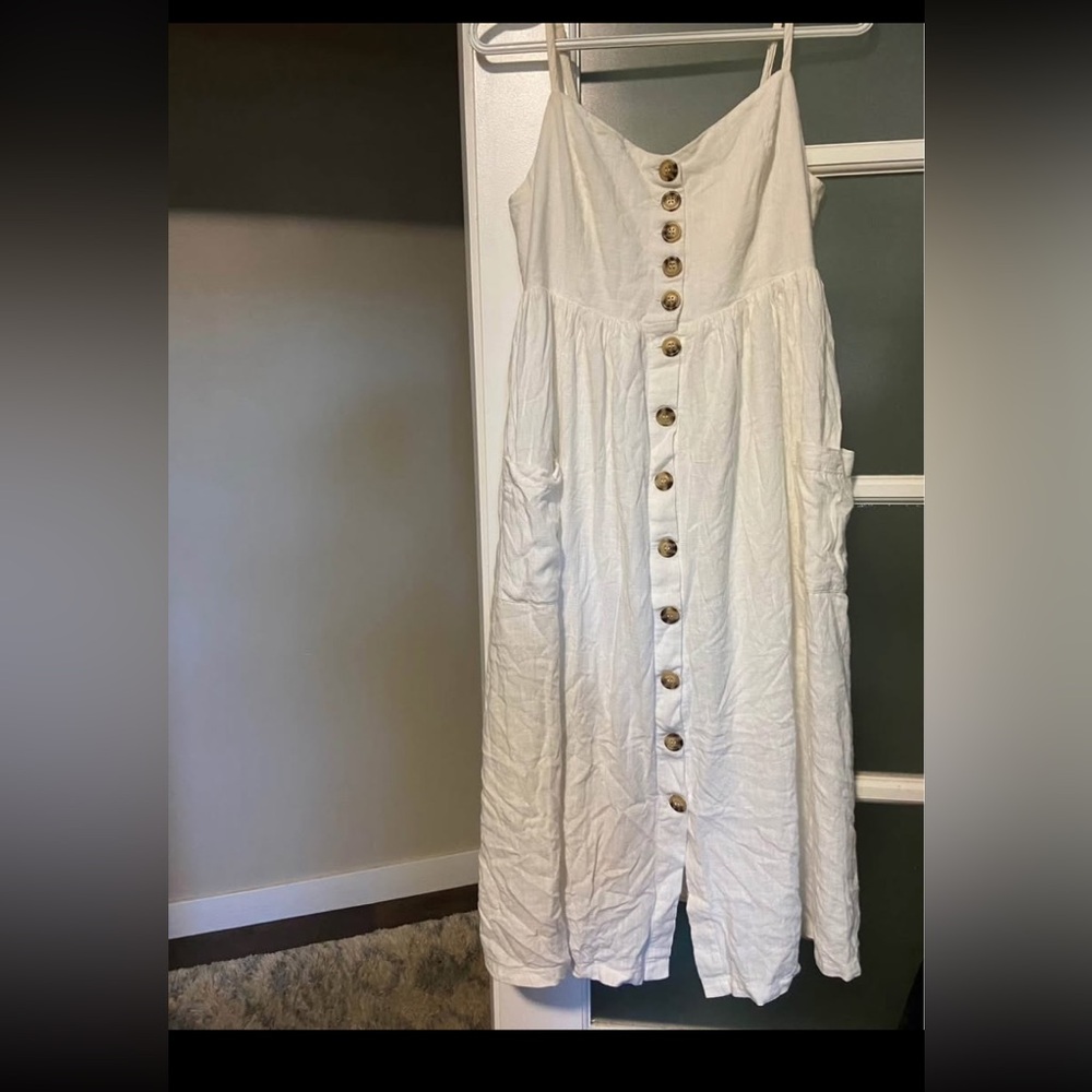 Buffalo David Bitton White Maxi Dress with Button Detail